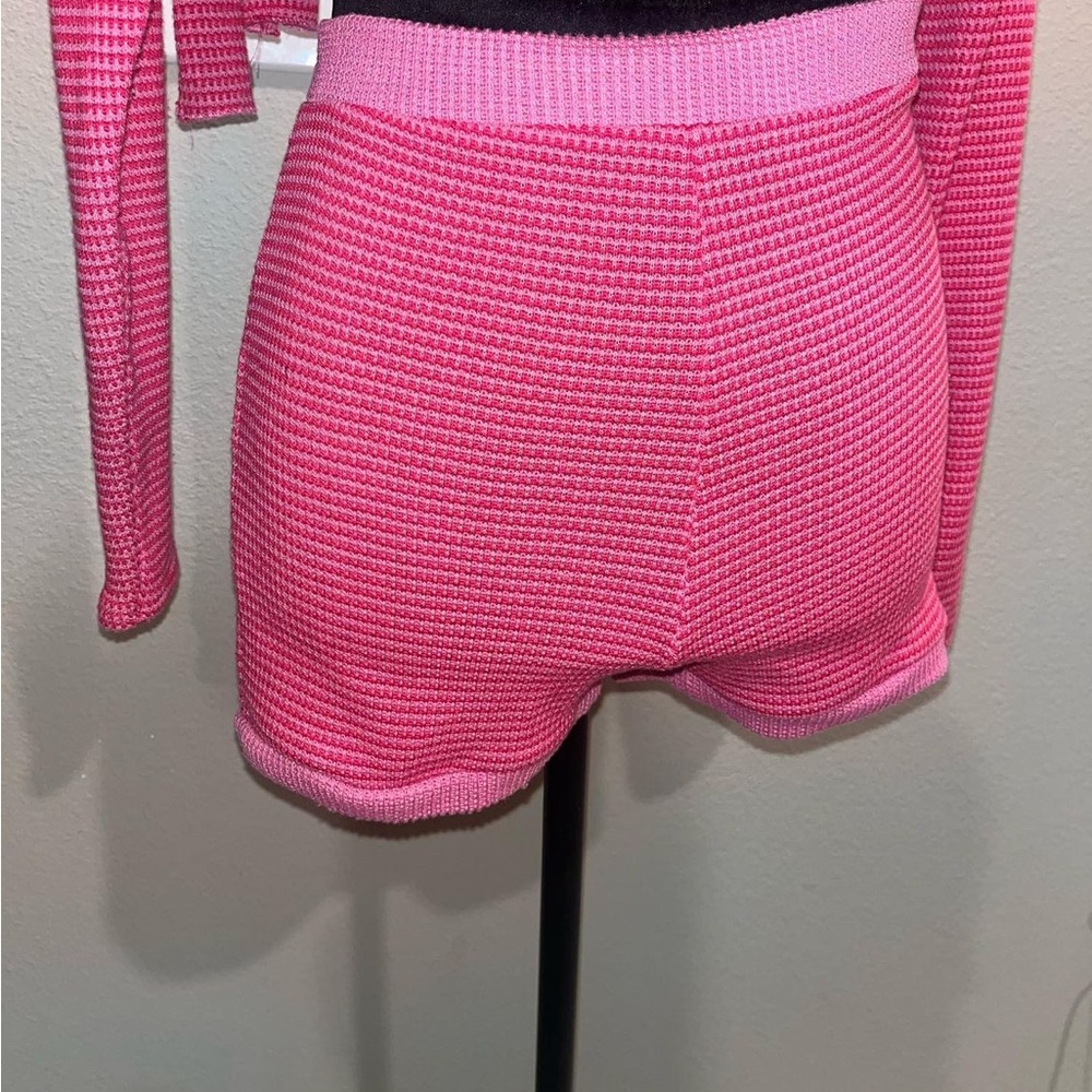 Pink Knit Shorts Set